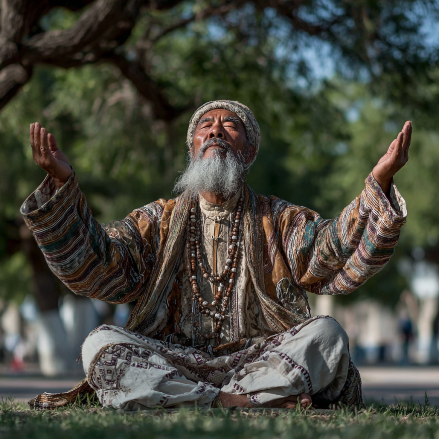 Katta yoshdagi oila yoga mashqi qilayotgan